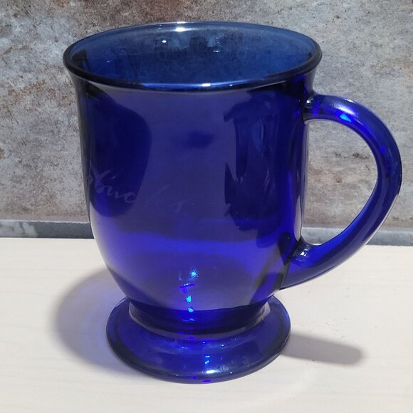 Vintage Starbucks Cobalt Blue Glass Pedestal Mug - Picture 7 of 10